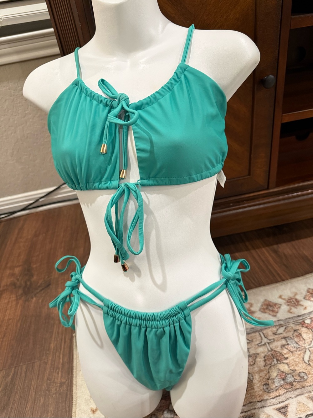 Nasty Gal Teal Swim Bottoms with Elastic Waist